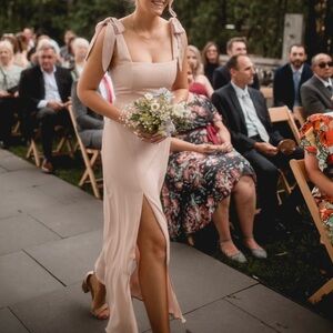 Show Me Your MuMu Dusty Blush Crisp Midi bridesmaid dress